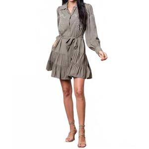 NEW TAELYNN sage blossom western mini dress in olive